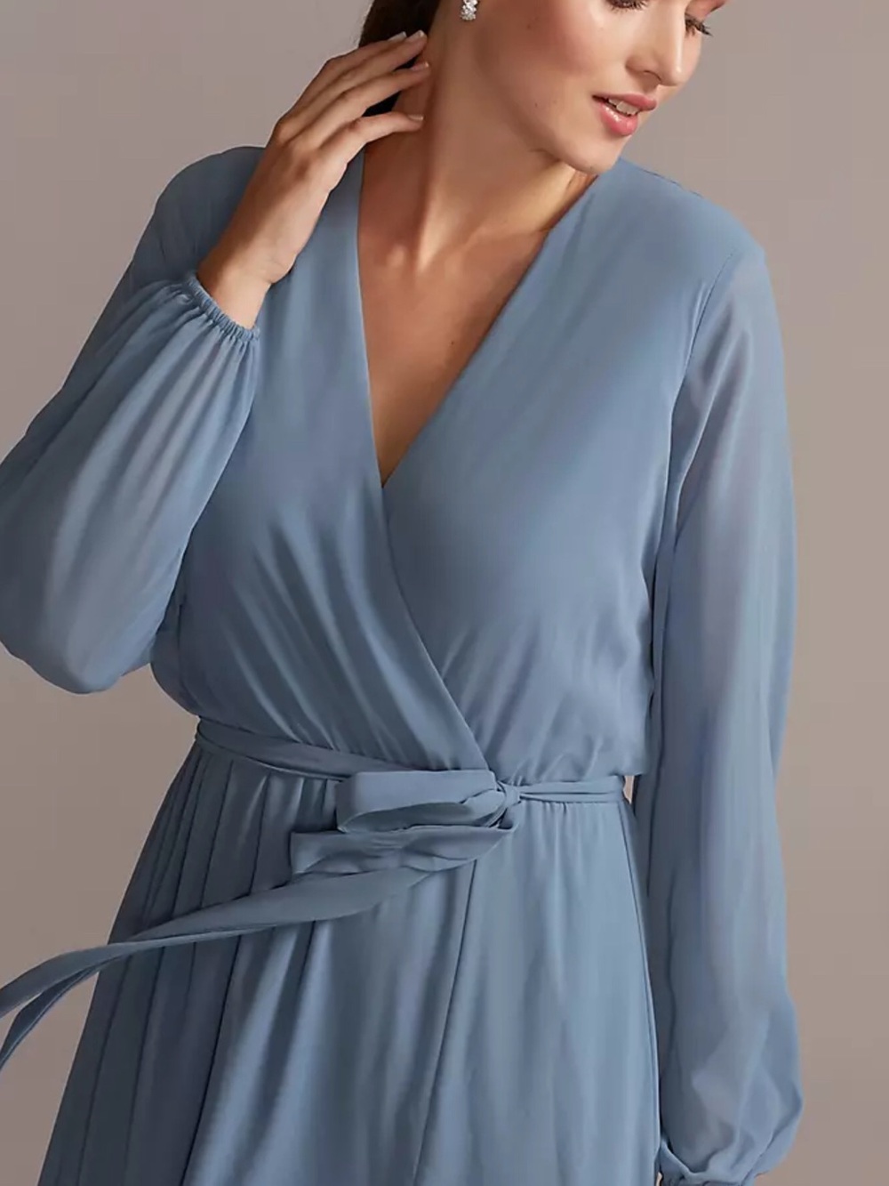 Women’s Maxi Wrap Dress in Dusty Blue